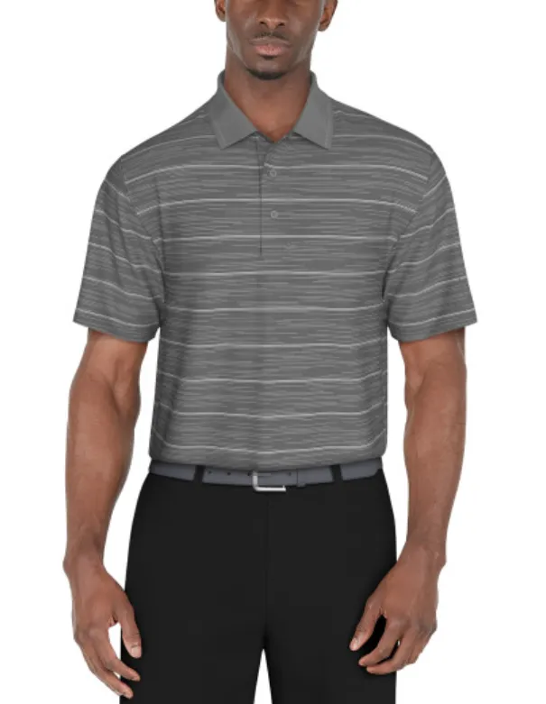 PGA Tour Mens Broken Stripe Jacquard Golf Short Sleeve Polo Shirt