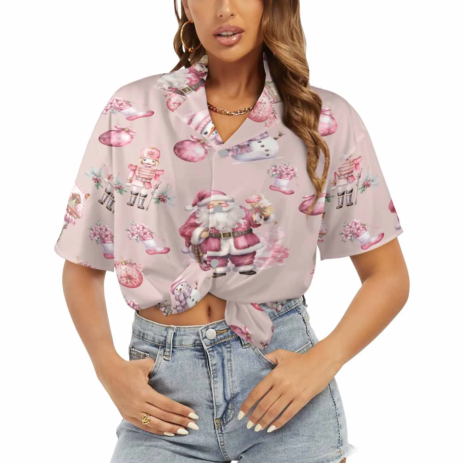 Pink Christmas Women's  Hawaiian Shirt