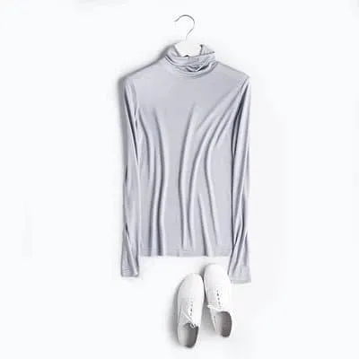 Silk Long Sleeve Turtleneck for Women - Soft Breathable Fabric, Versatile Style, Regular Fit