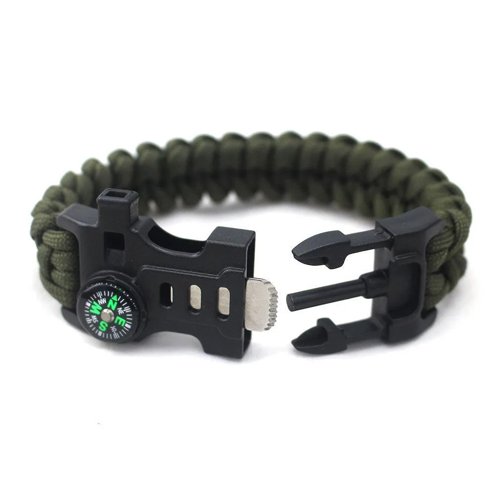 Survival Bracelet with Rope Tactical Bracelet Fire Starter, Compass