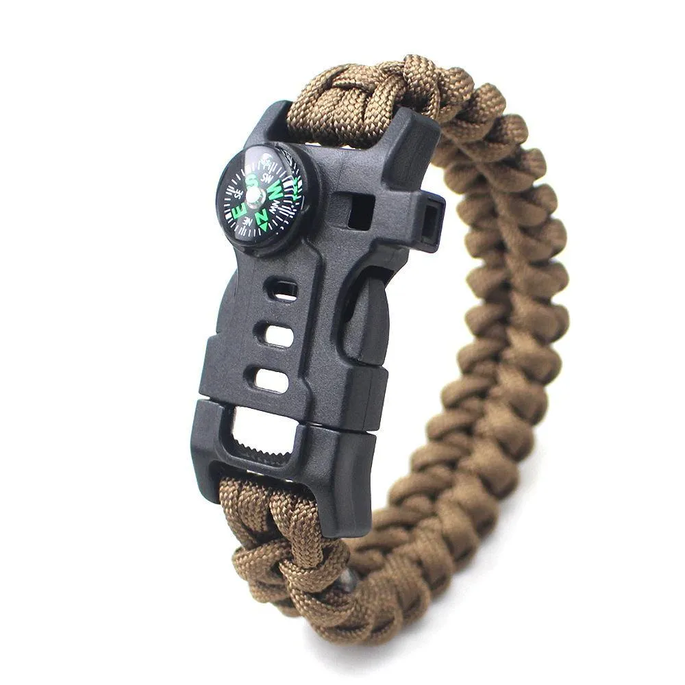 Survival Bracelet with Rope Tactical Bracelet Fire Starter, Compass