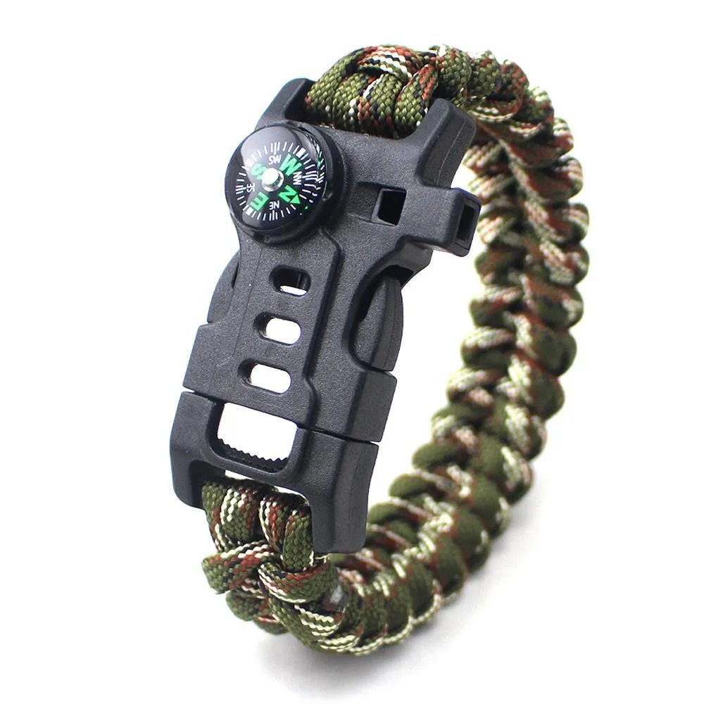 Survival Bracelet with Rope Tactical Bracelet Fire Starter, Compass