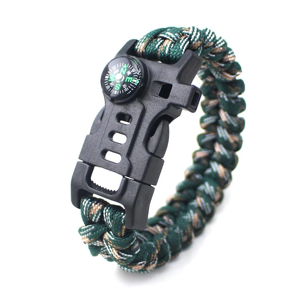 Survival Bracelet with Rope Tactical Bracelet Fire Starter, Compass