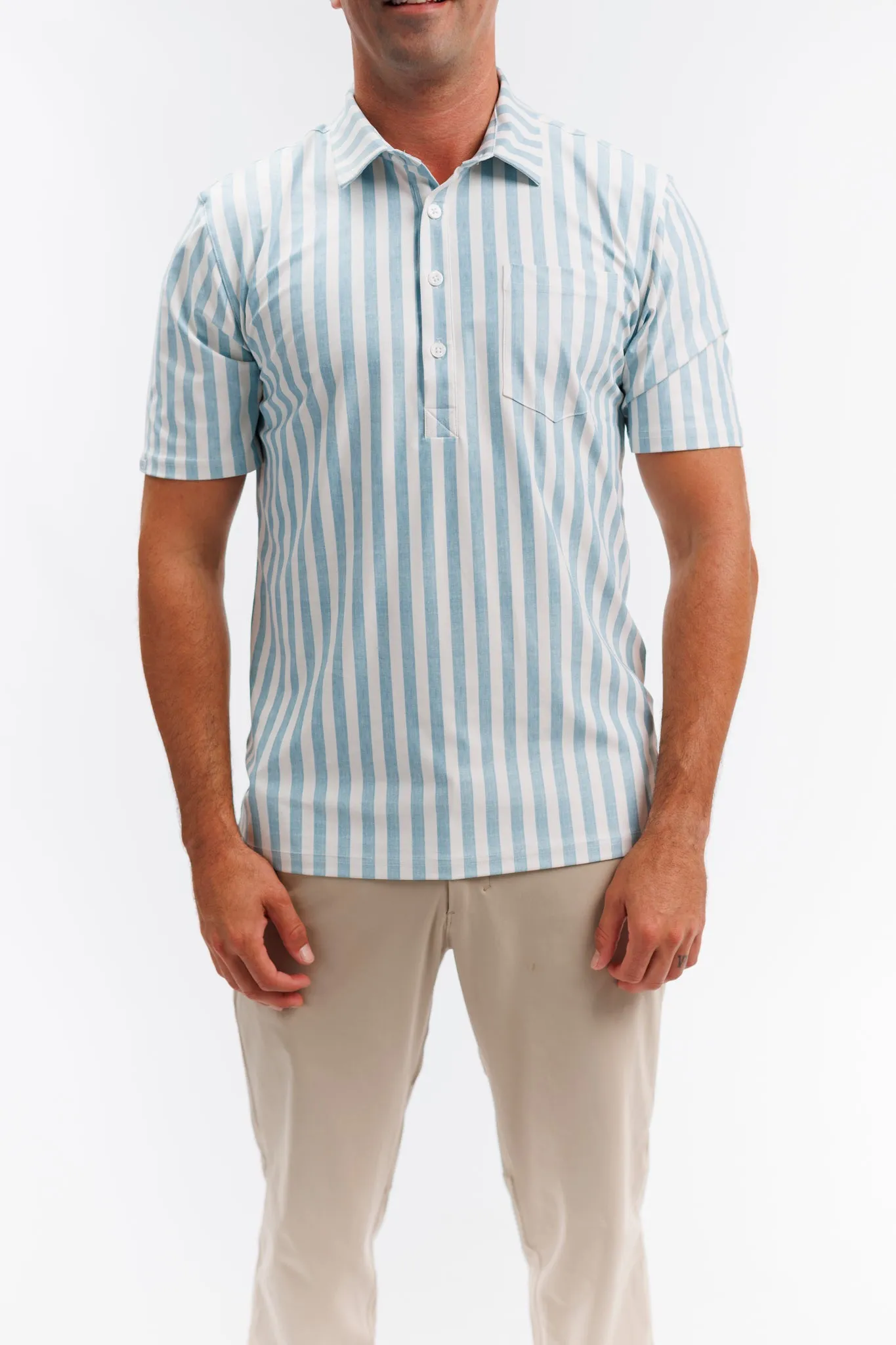 The Eastwood Polo - Lagoon Stripe