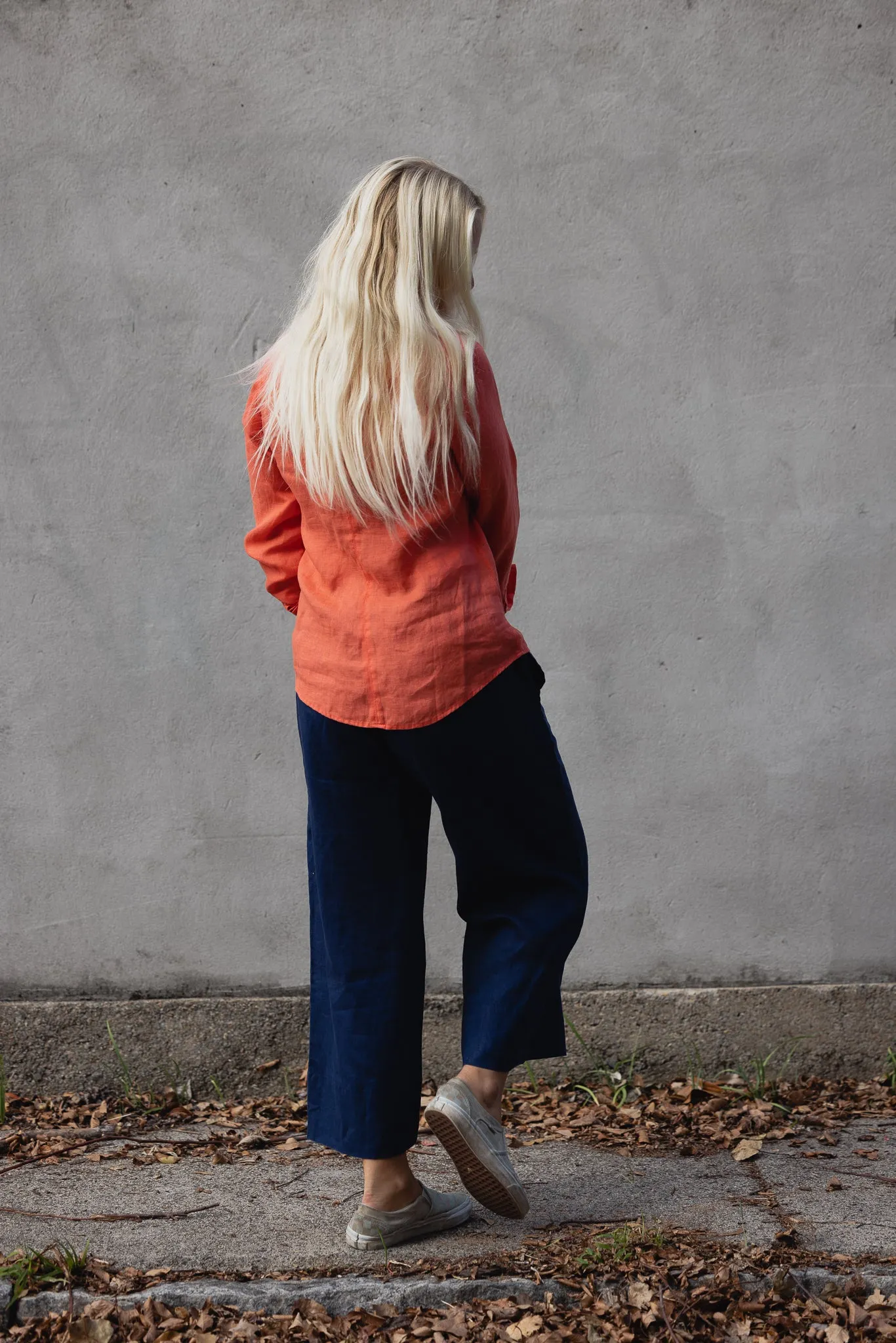 Twig Linen Shirt - Hot Coral