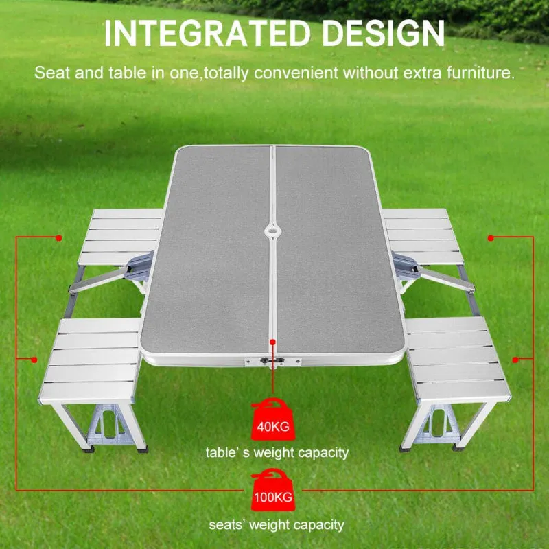 Weisshorn Folding Camping Table Set with Stools