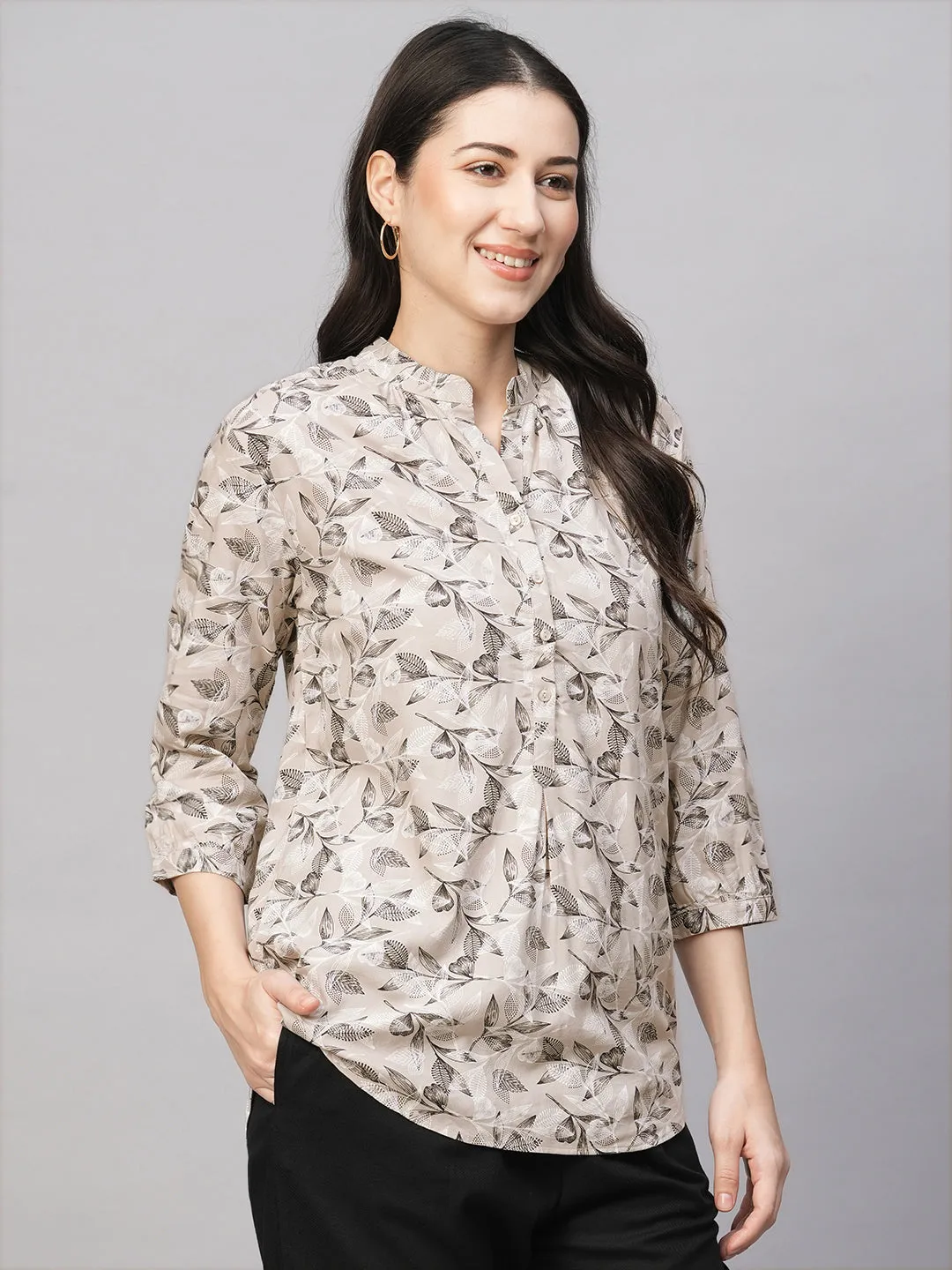 Women's Beige Viscose Regular Fit Blouse