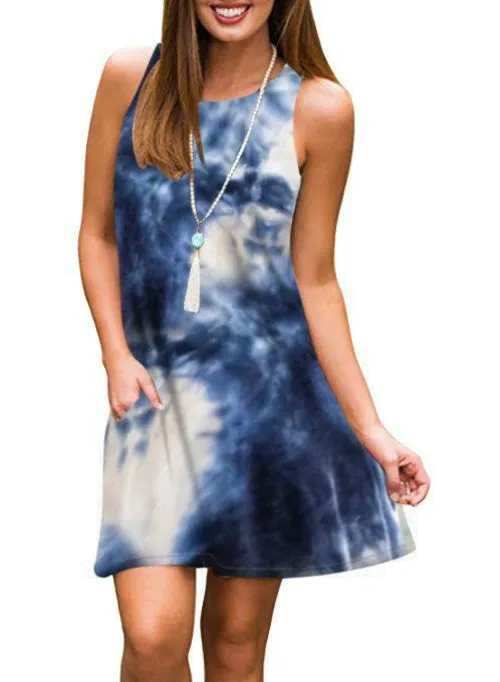 Women's Casual Floral Print Sleeveless Tank Dress 