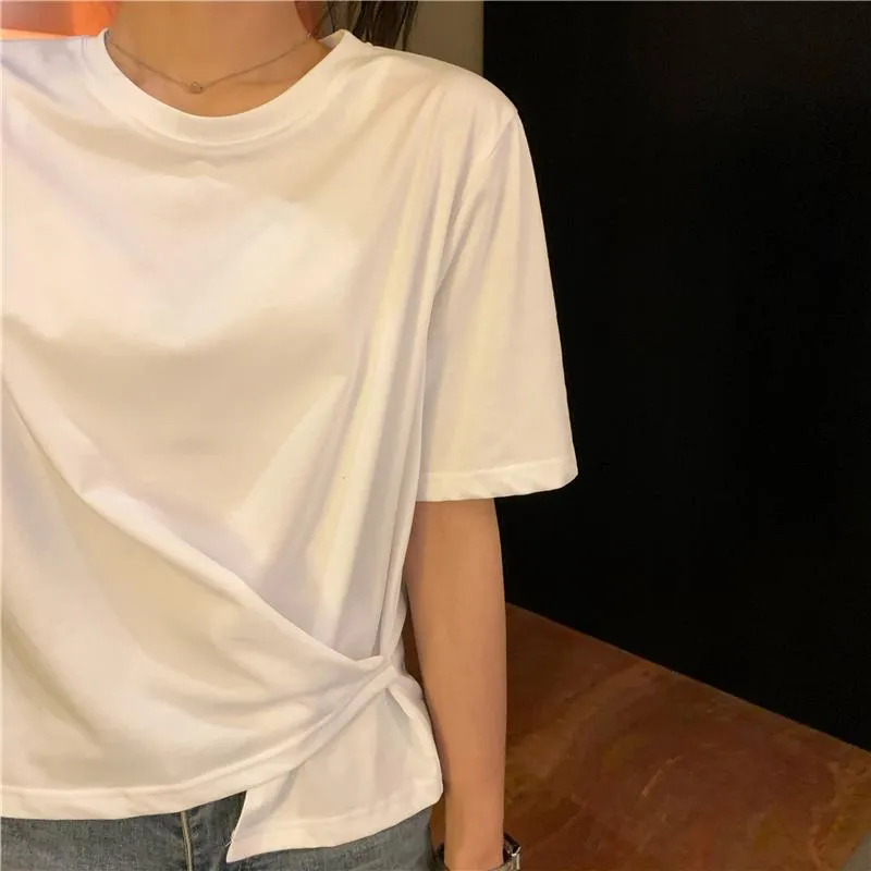 Women's Casual Round Collar Irregular T-shirt