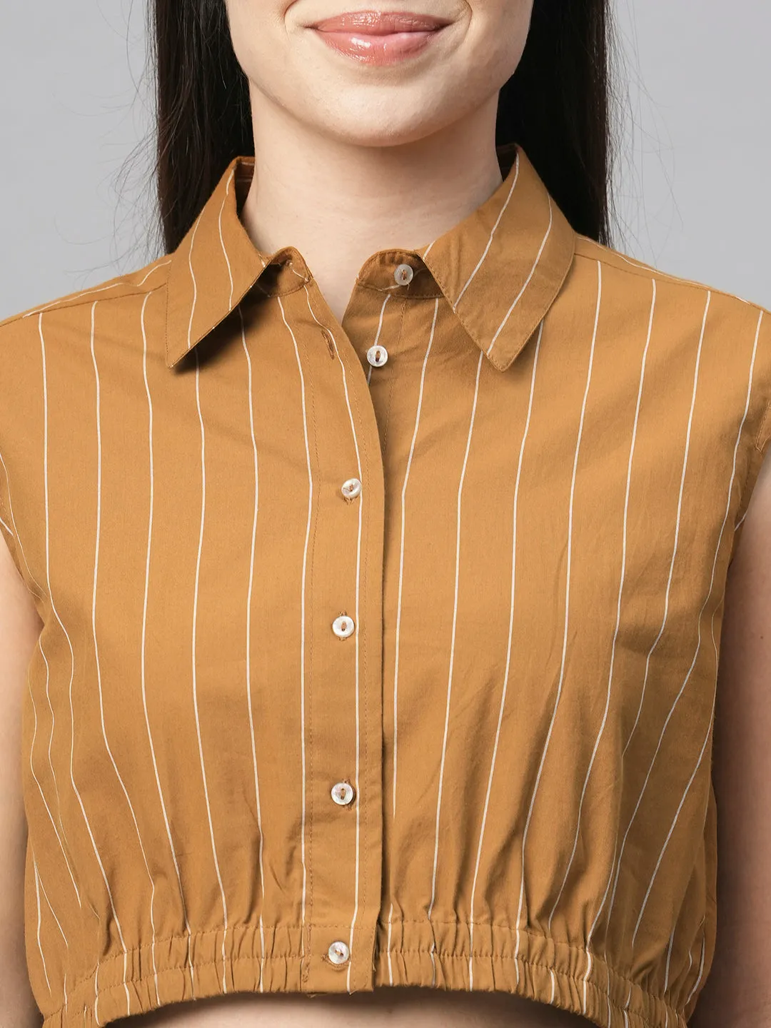 Women's Mustard Cotton Regular Fit Blouse