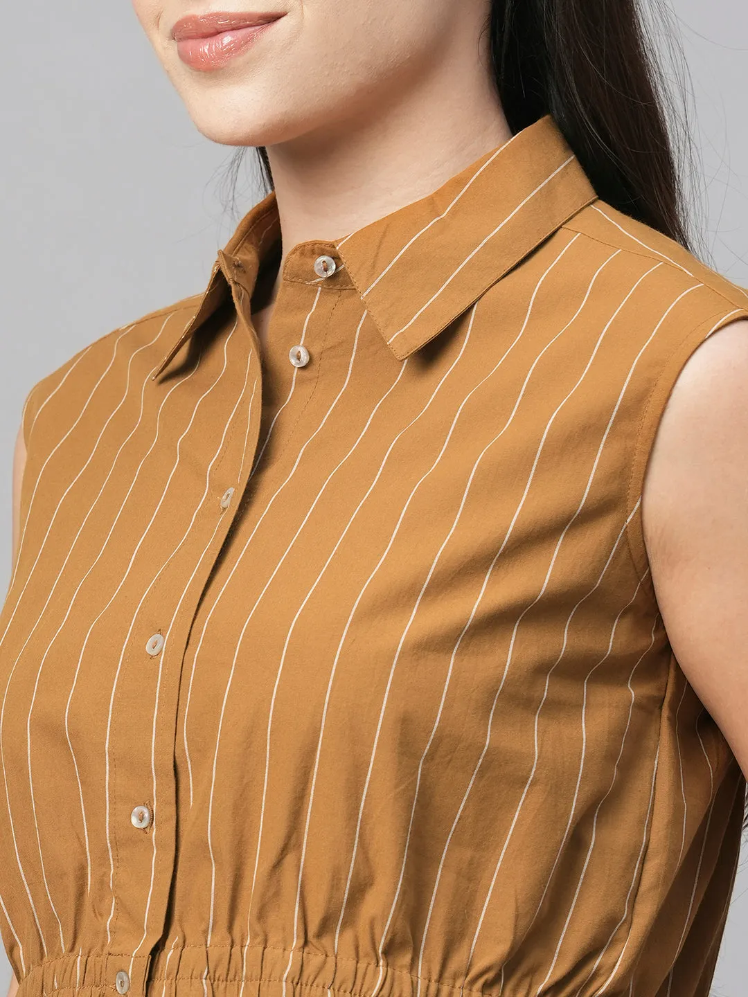 Women's Mustard Cotton Regular Fit Blouse